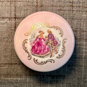 Vintage Violet Gilded Couple Porcelain Trinket Box